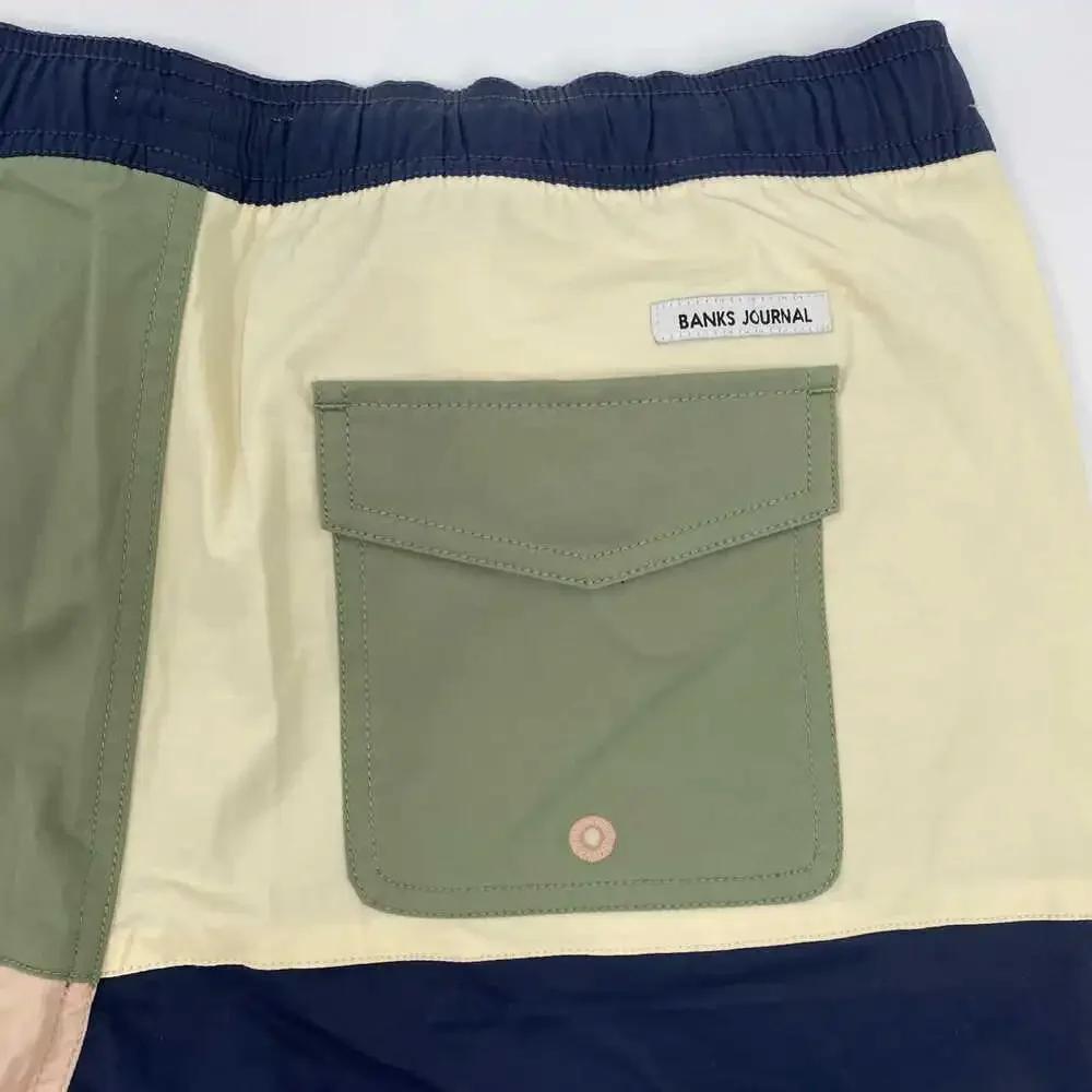 Banks Journal Blue Green Colorblock Hybrid Swim Shorts | Men’s L